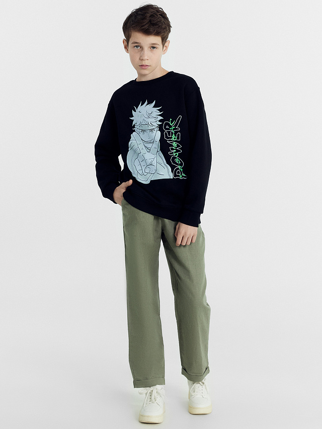Джемпер для мальчиков черный с принтом аниме