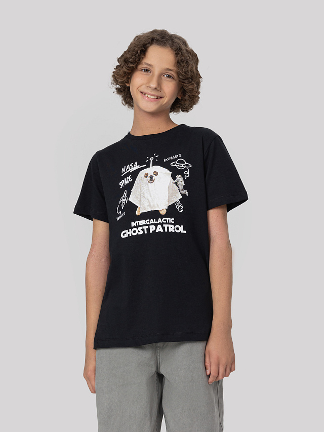 Футболка для мальчиков черная с принтом