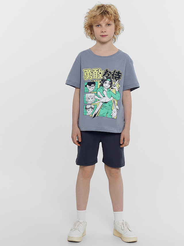 Футболка для мальчиков синяя с печатью