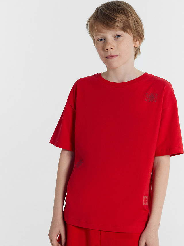 Футболка для мальчиков красная с печатью