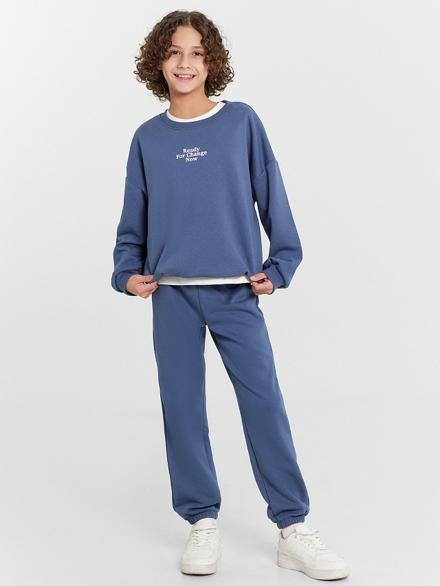 Свитшот для мальчиков синий с надписью