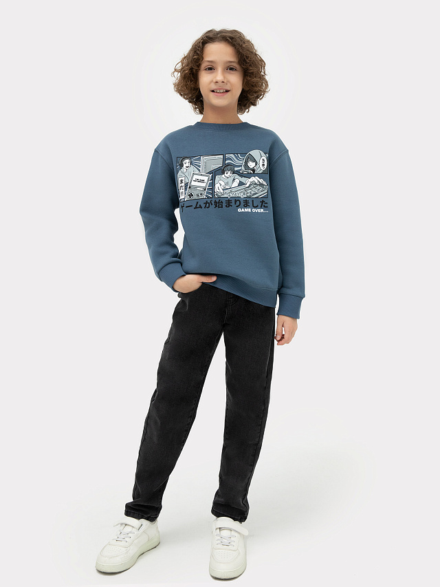 Джемпер для мальчиков синий с печатью