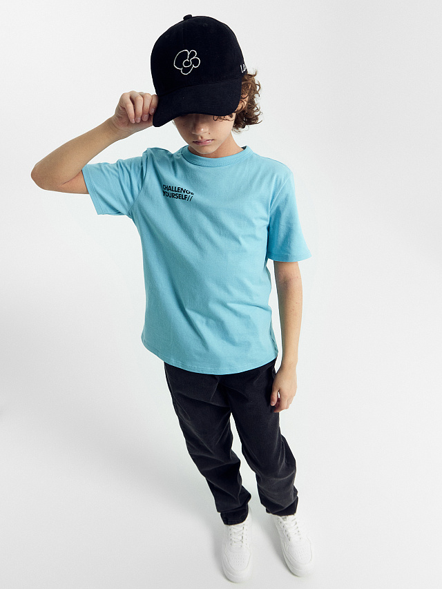 Футболка для мальчиков синяя с печатью