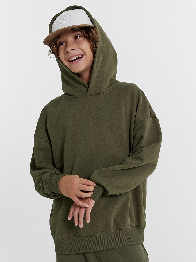 Худи для мальчиков в цвете серый хаки