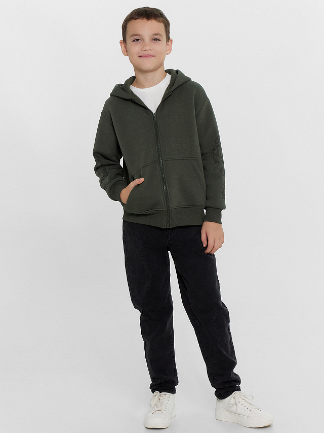 Толстовка для мальчиков хаки с принтом