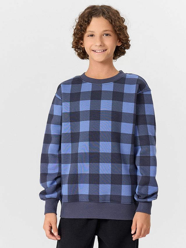 Свитшот для мальчиков синий в клетку