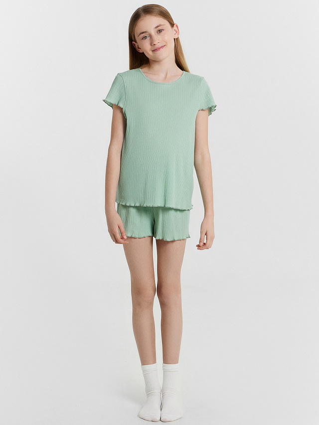 Комплект домашний для девочек зеленый