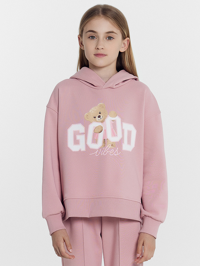 Анорак для девочек зефирно-розовое с печатью