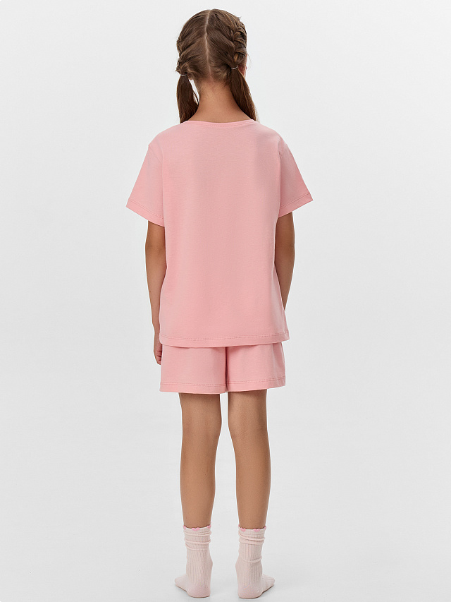 Комплект домашний для девочек розовый с принтом