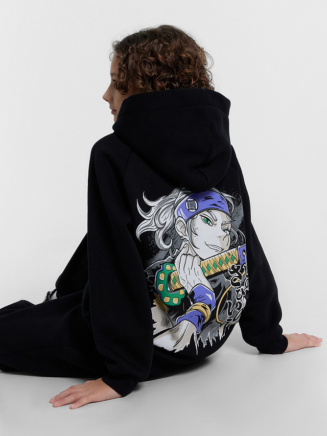 ЧЕРНОЕ ХУДИ ДЛЯ МАЛЬЧИКОВ С ПРИНТОМ