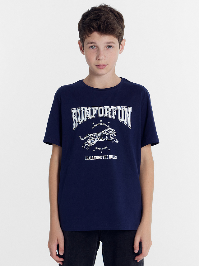 Футболка для мальчиков синяя с печатью