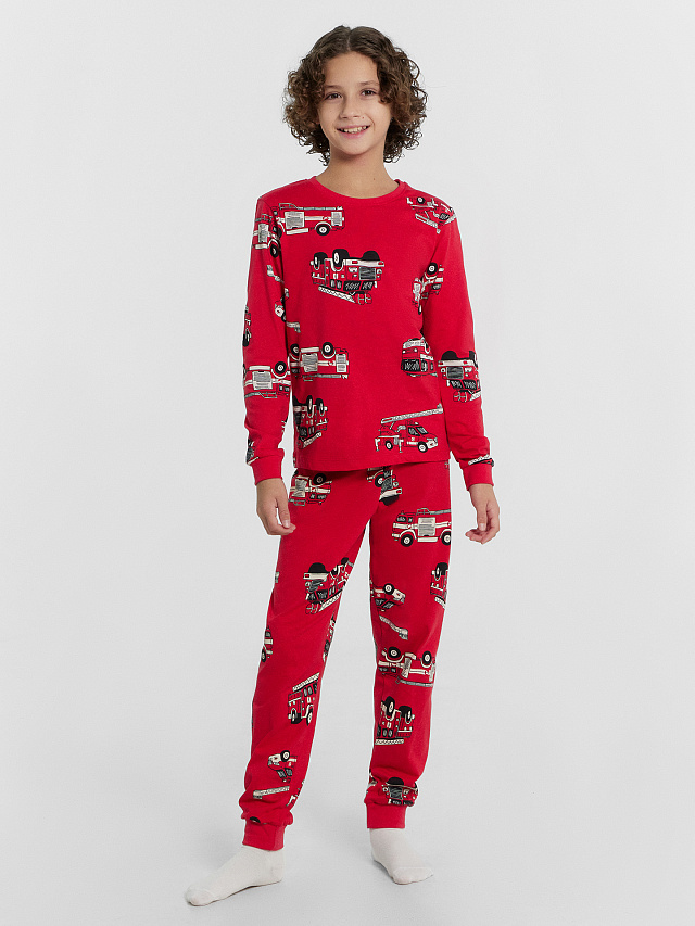 Пижама для мальчиков красная с принтом