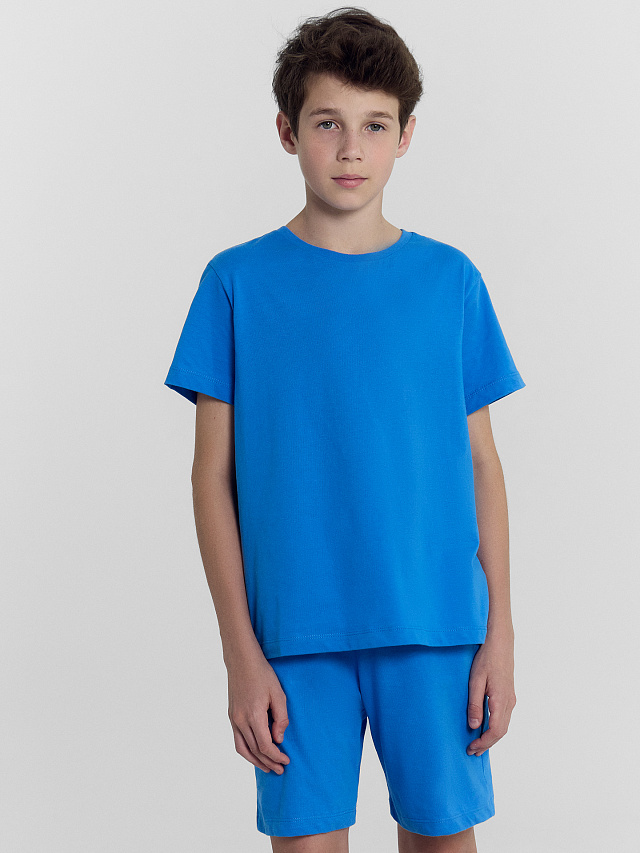 Комплект для мальчиков (футболка, шорты) ярко-голубой