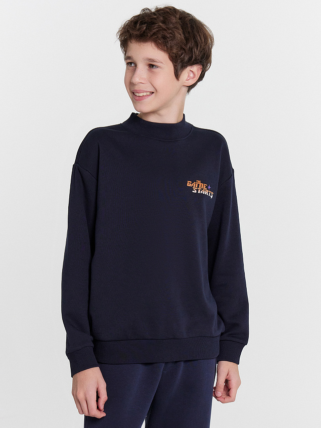 Свитшот для мальчиков синий с принтом