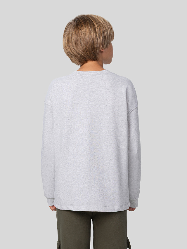Лонгслив для мальчиков серый с надписью
