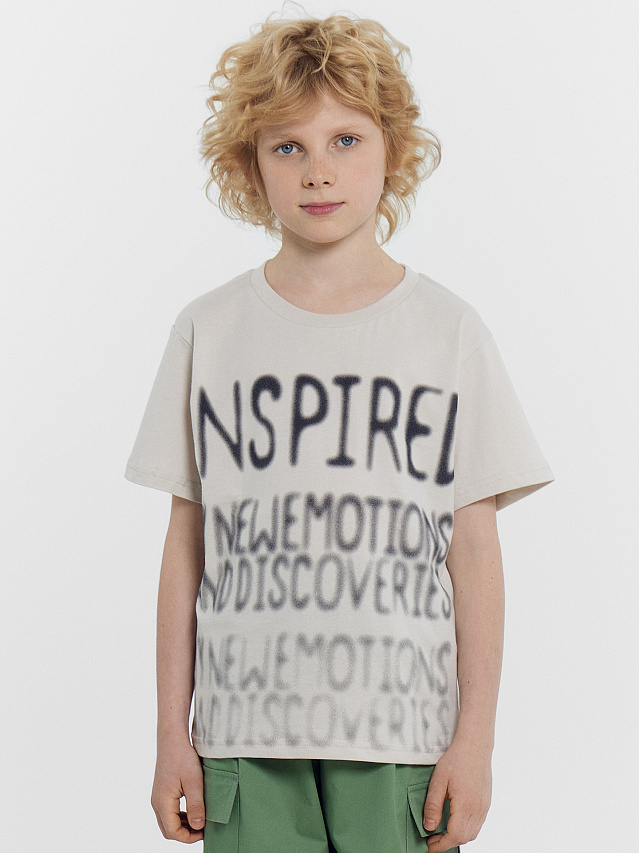 Футболка для мальчиков серая с печатью