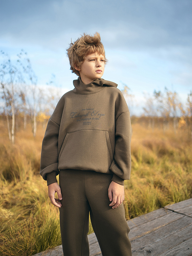 Худи для мальчиков оверсайз коричневое из коллекции