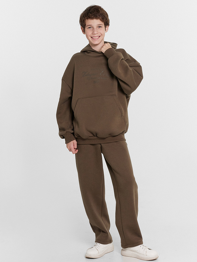Худи для мальчиков оверсайз коричневое из коллекции