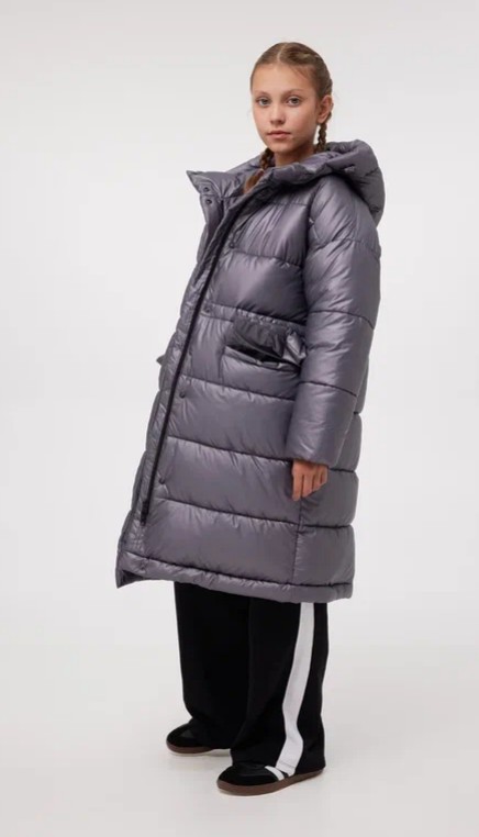 ЗС1-022/1 Пальто д/девочки темно-серый 128р.