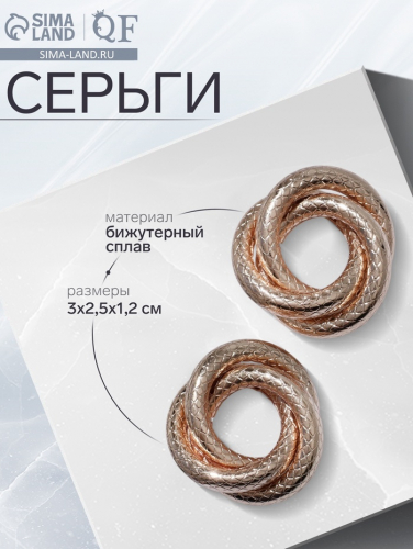 Серьги металл «Геометрия» круги переплетённые, цвет золото