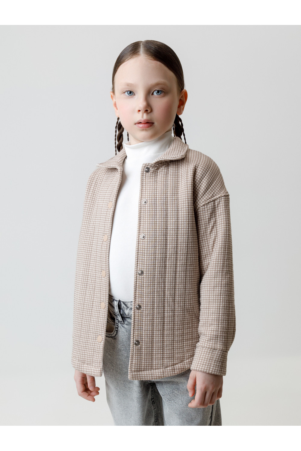Crockid Рубашка КР 302578 бежевый, гусиная лапка к625 Crockid