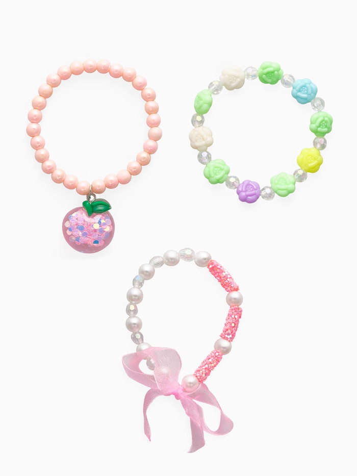 Набор детских браслетов «Выбражулька» с бантом, яблоко, d=5 см. цветные
