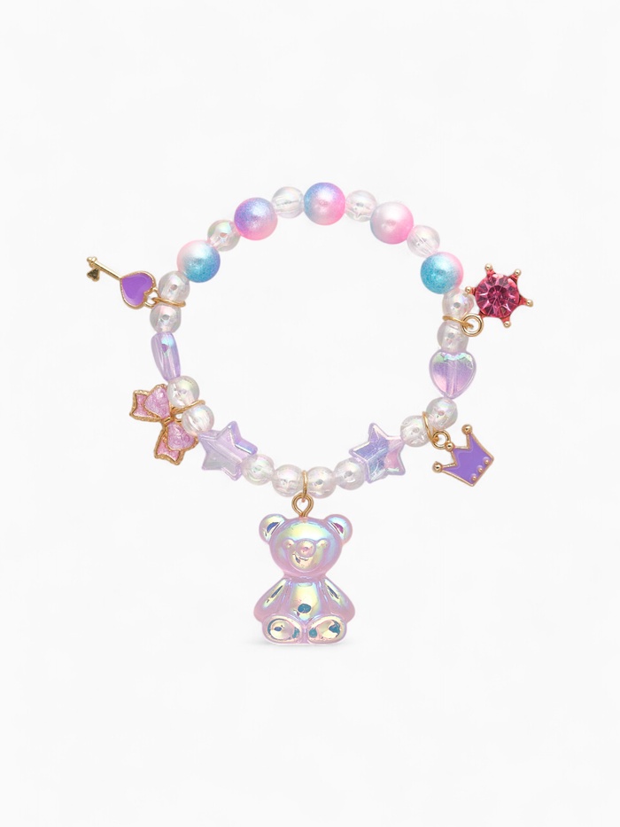 Браслет детский «Выбражулька» d=5,5 см. мишка, звёзды, фиолетовый
