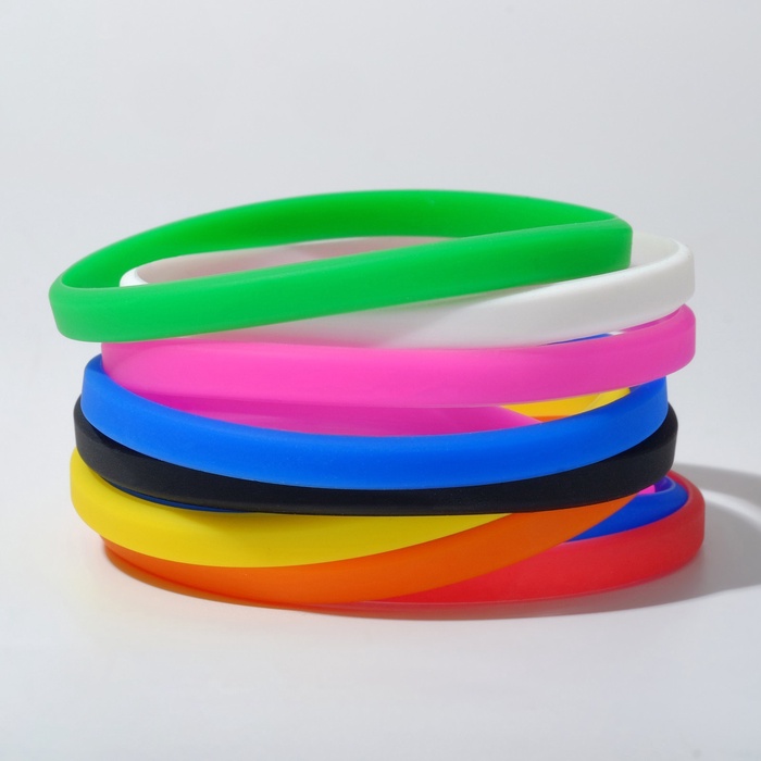Силиконовый браслет «Классика», набор 10 шт., МИКС, 6.5 см