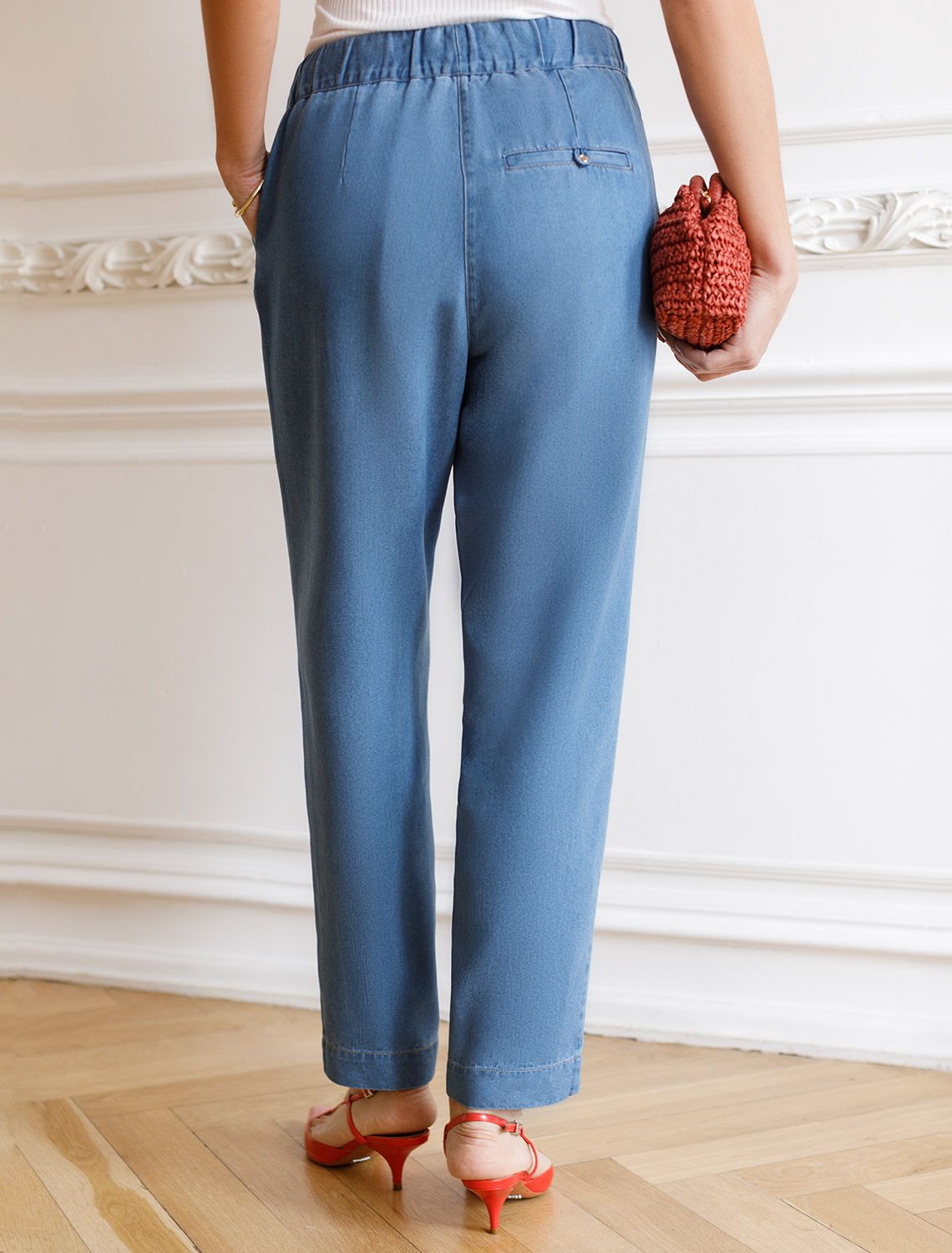 Ст.цена 2490р Брюки из лиоцелла под деним D54.150 синий