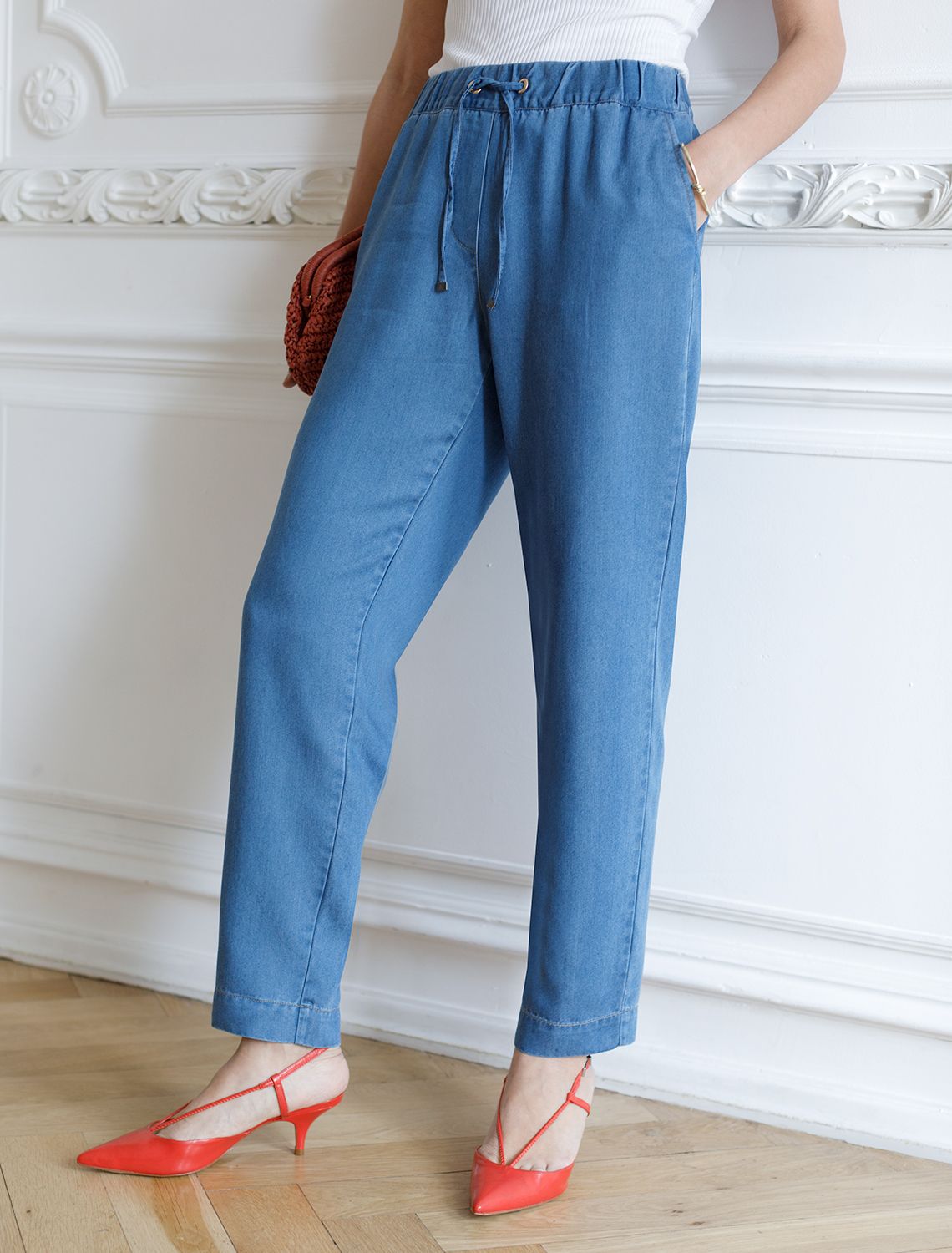 Ст.цена 2490р Брюки из лиоцелла под деним D54.150 синий