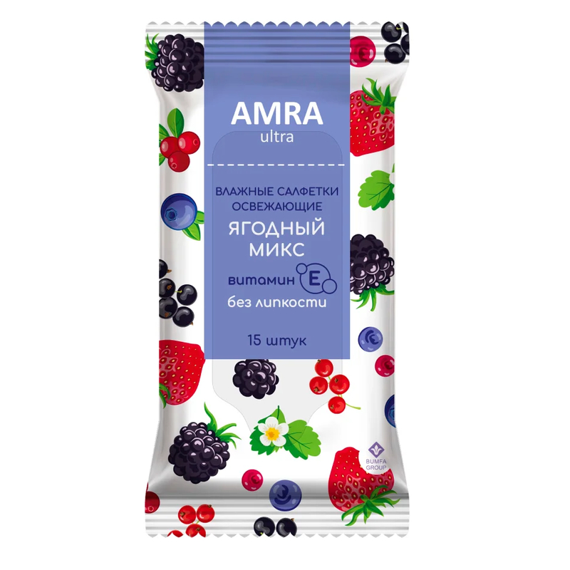 Салфетки влажные ОСВЕЖАЮЩИЕ лайм с мятой, ягодный микс, ромашка 15 шт