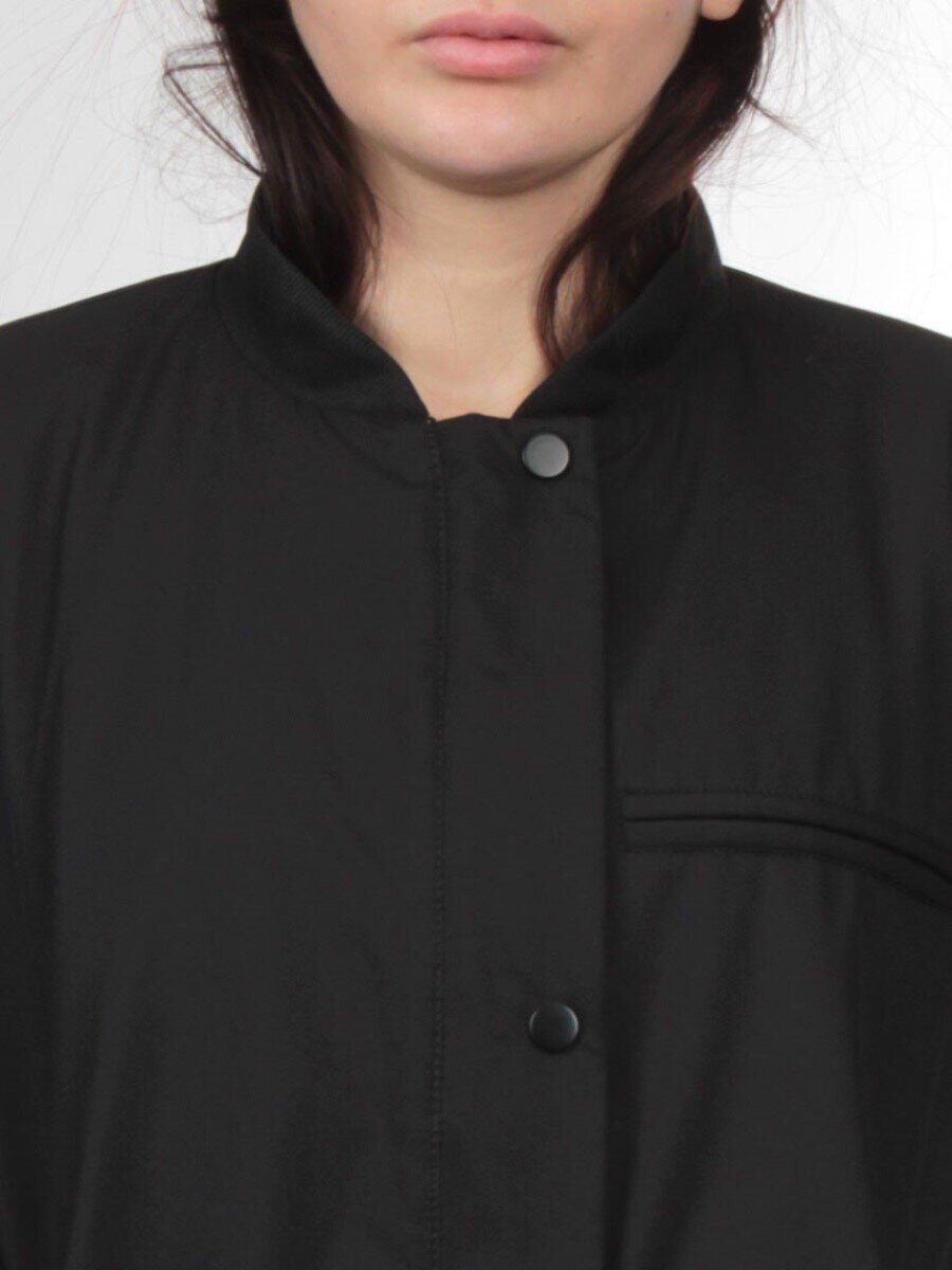 H24-608 BLACK Куртка бомбер демисезонная женская (100 гр. синтепон)