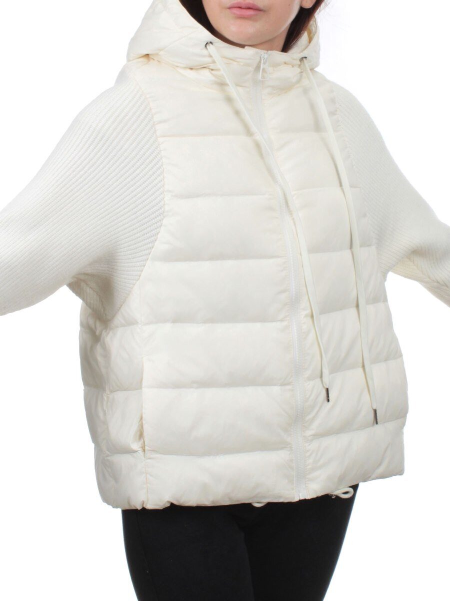 GB 8105 MILK WHITE Пуховик облегченный женский (пух, трикотаж)