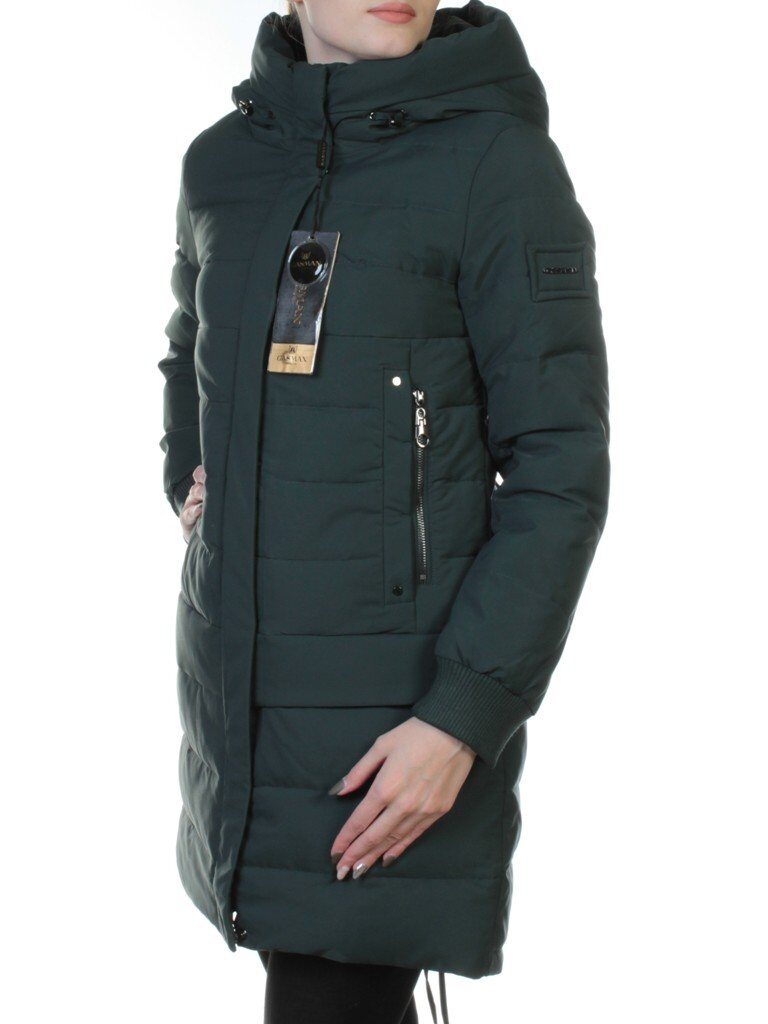 M-1820 DK. GREEN Пальто зимнее женское (холлофайбер)