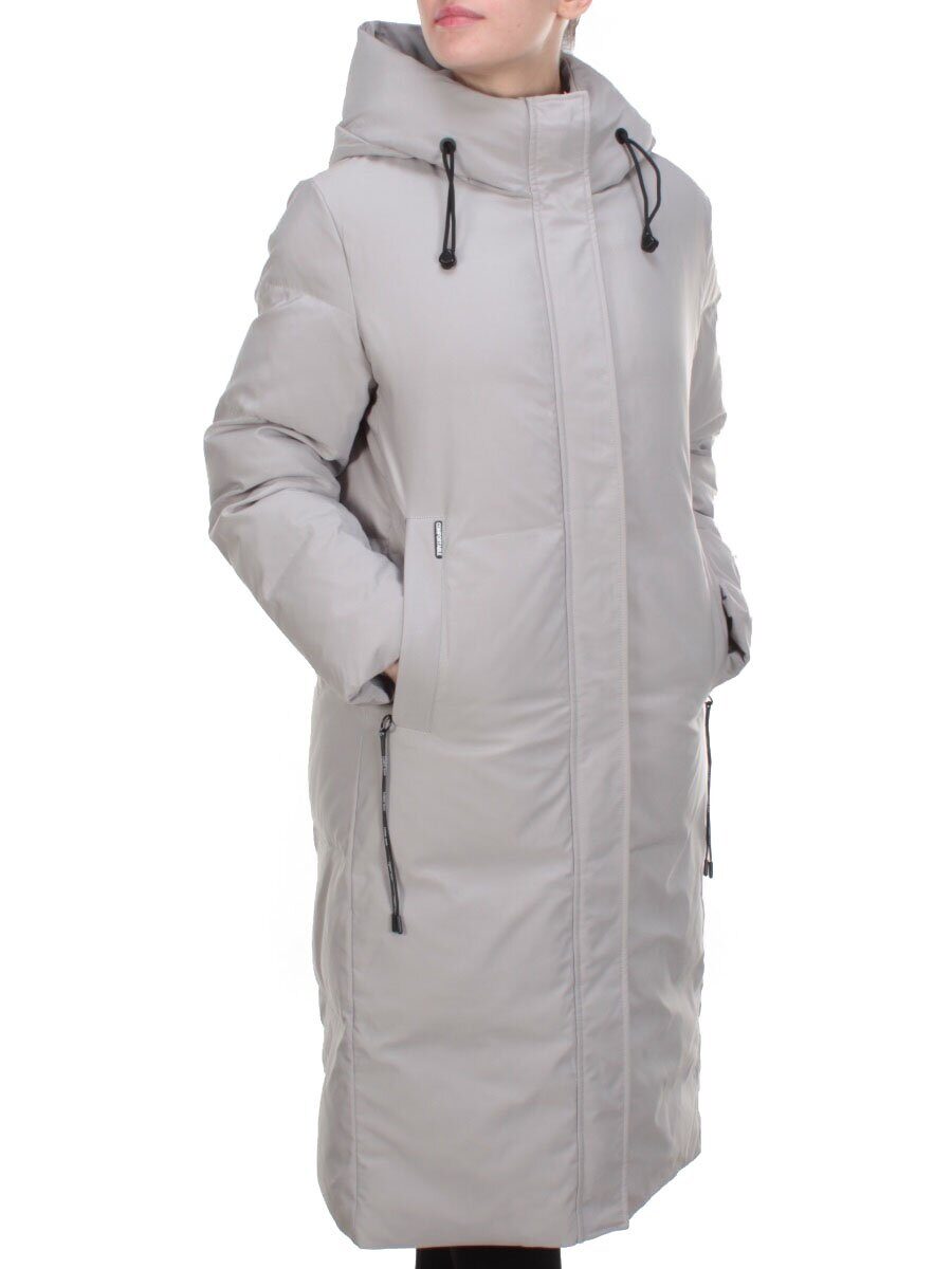 2233 BEIGE Пальто женское зимнее AKIDSEFRS (200 гр. холлофайбера)