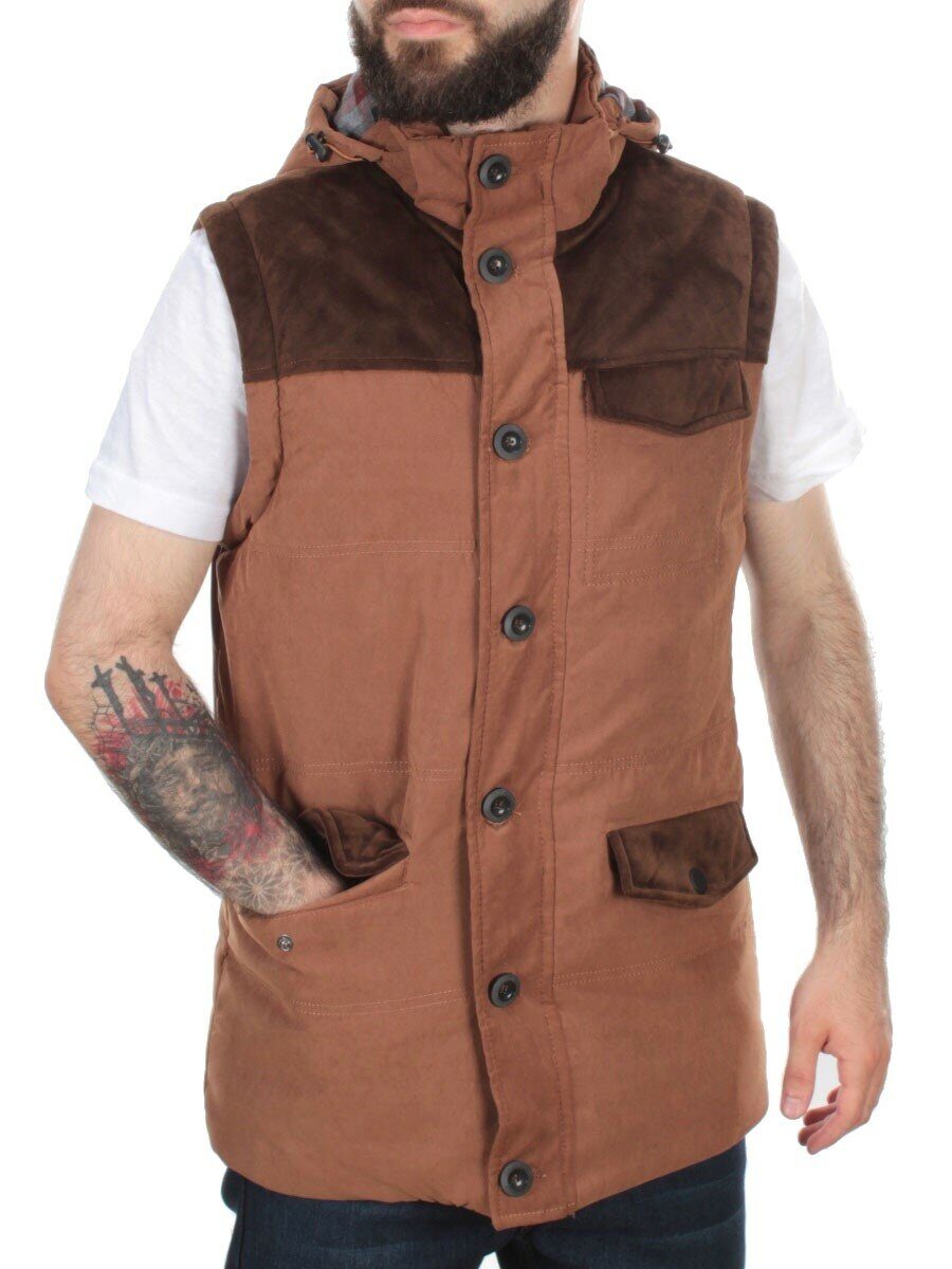 J830111 TAUPE/CAMEL Куртка-жилет мужская зимняя NEW B BEK (150 гр. холлофайбер)