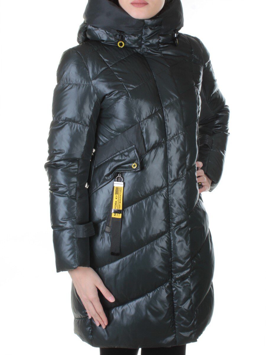 887 DK. GREEN Пальто женское зимнее HaiLuoZi (200 гр. холлофайбер)