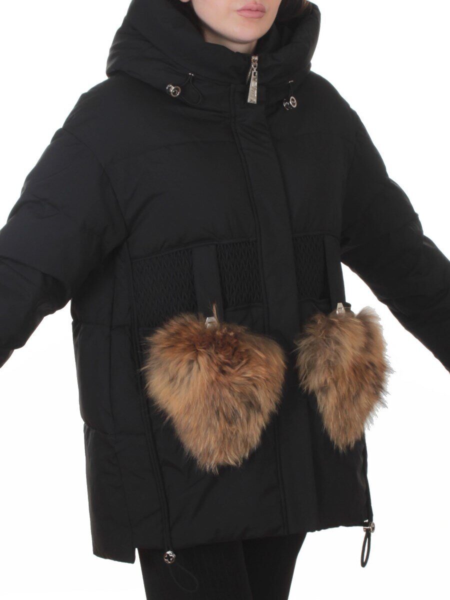 8809 BLACK Куртка зимняя женская (200 гр. холлофайбер)