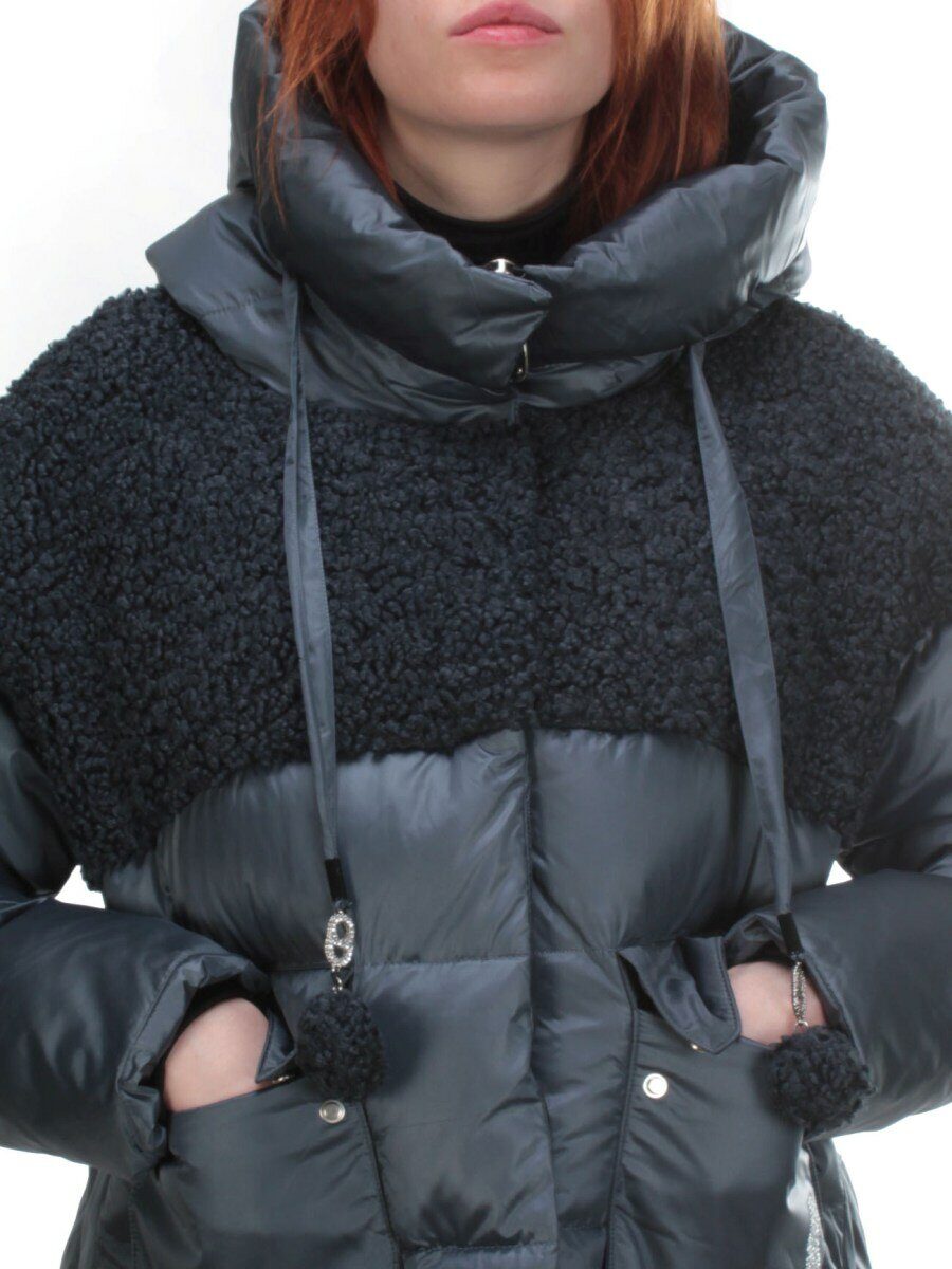 Y21636 GRAY/BLUE Пальто женское зимнее MEIYEE (200 гр. холлофайбера)