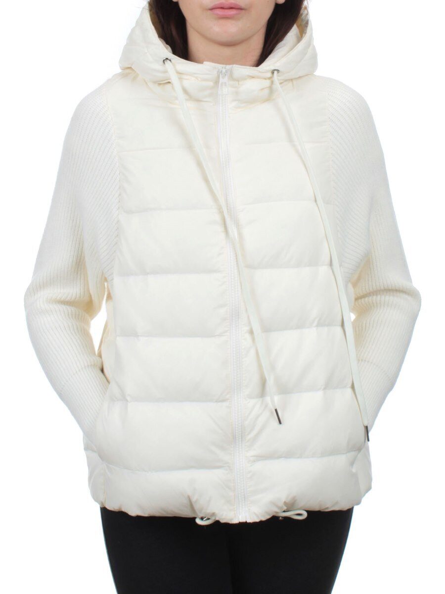 GB 8105 MILK WHITE Пуховик облегченный женский (пух, трикотаж)