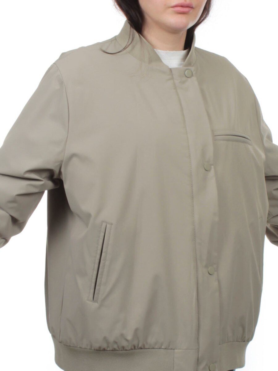 H24-608 GRAY/GREEN Куртка бомбер демисезонная женская (100 гр. синтепон)