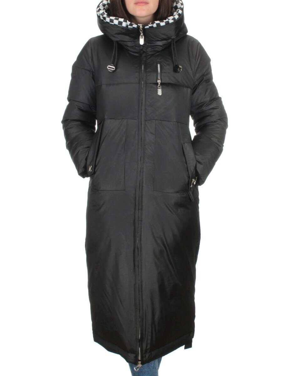 9120 BLACK Пальто зимнее женское (200 гр. холлофайбера)
