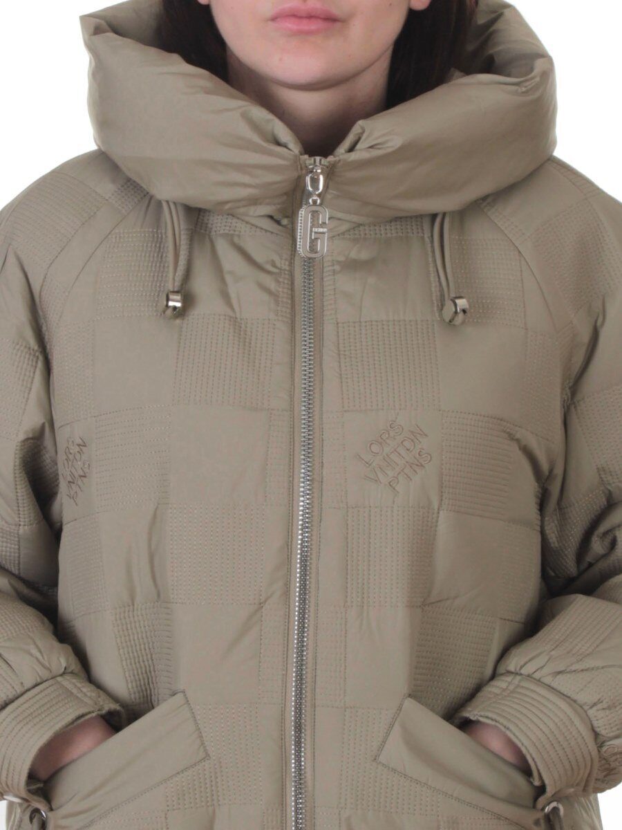A05 BEIGE/GREEN Куртка стеганая зимняя женская (150 гр. холлофайбер)