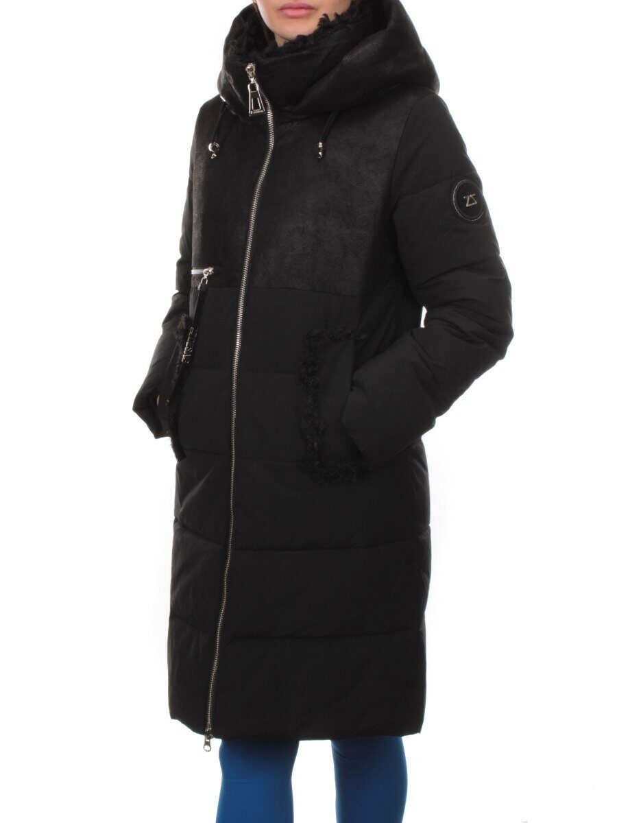 C1071 BLACK Пальто зимнее женское (200 гр. холлофайбер)