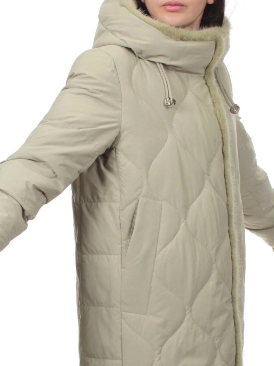 310 OLIVE Пальто зимнее стеганое женское (200 гр. холлофайбер, натуральная норка)