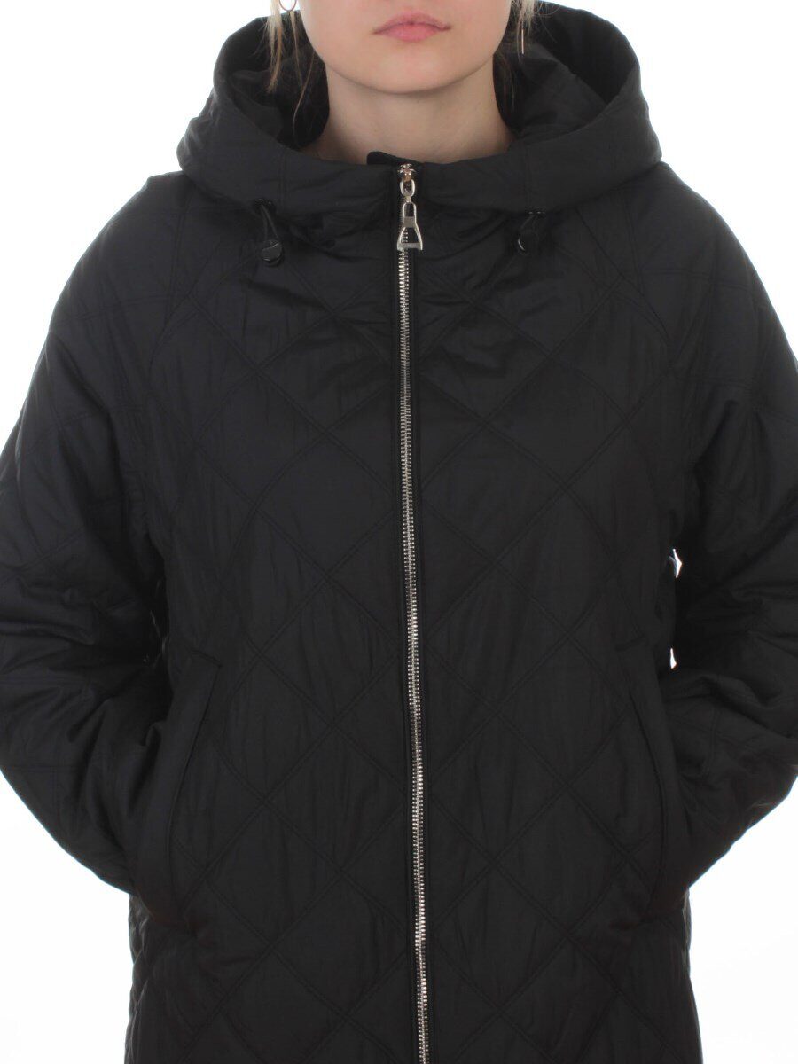 9610 BLACK Куртка стеганная демисезонная женская (100 гр. холлофайбер)