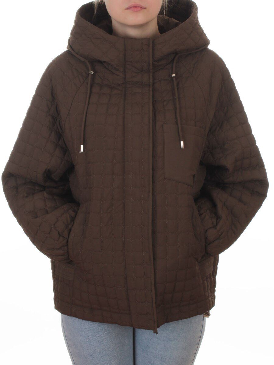 8039 BROWN Куртка стеганная демисезонная женская (100 гр. холлофайбер)