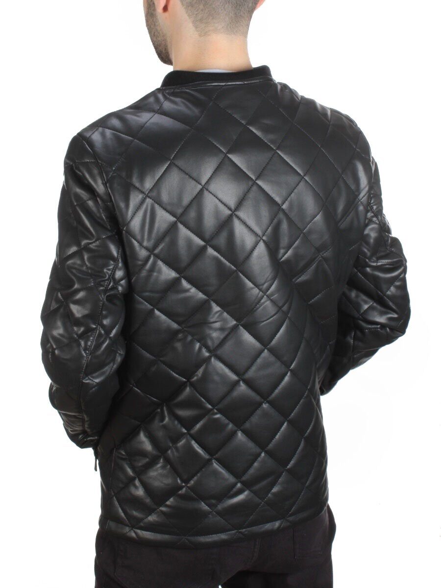 161 BLACK Куртка из эко-кожи мужская (50 гр. синтепон)