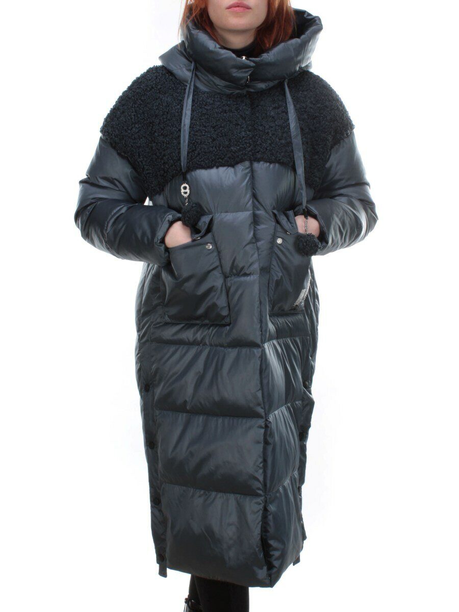 Y21636 GRAY/BLUE Пальто женское зимнее MEIYEE (200 гр. холлофайбера)