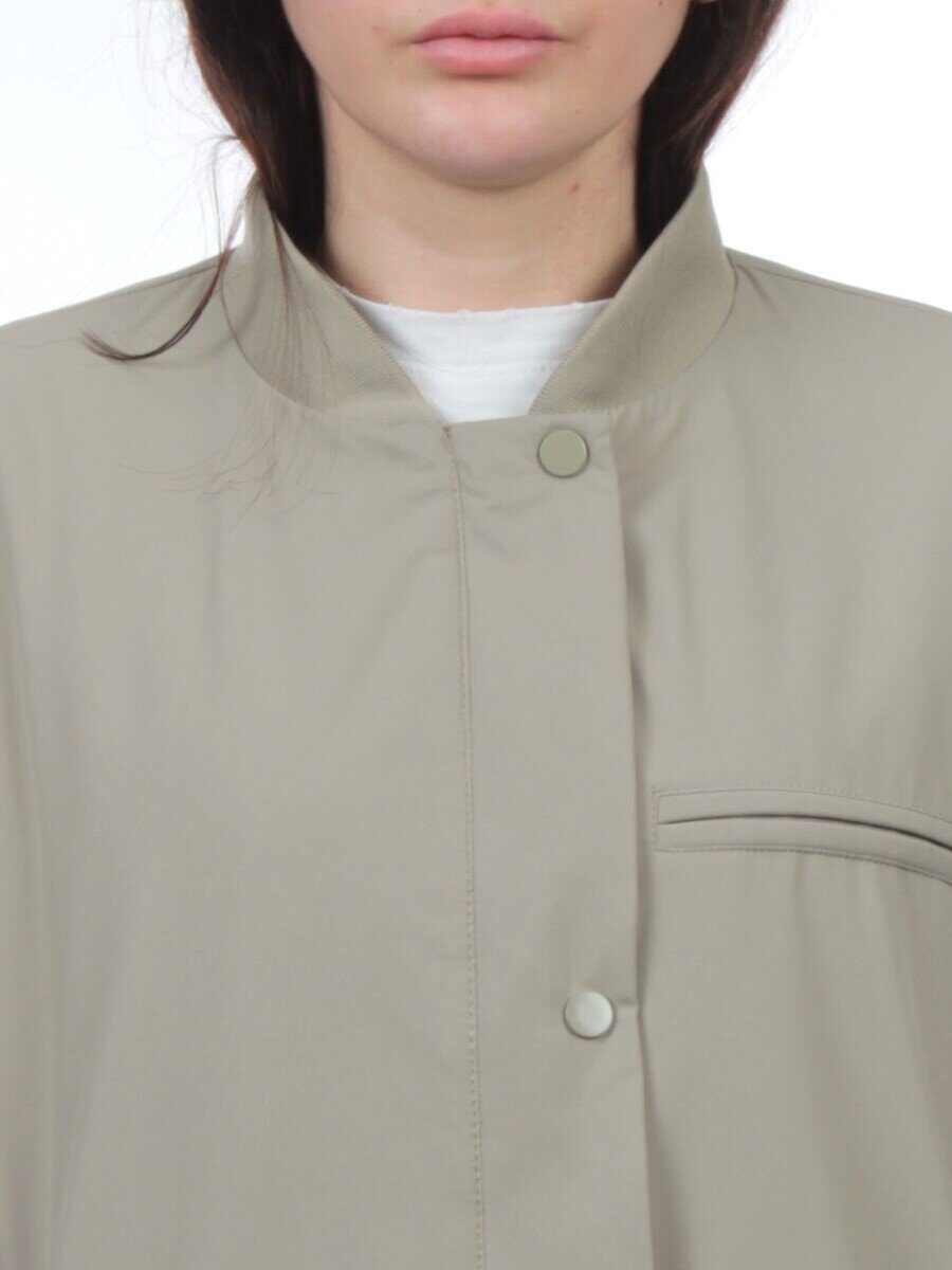 H24-608 GRAY/GREEN Куртка бомбер демисезонная женская (100 гр. синтепон)